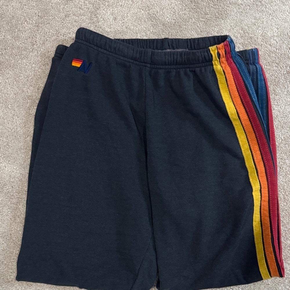 Charcoal gray Aviator Nation 5 stripe joggers